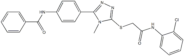 N-[4-(5-{[2-(2-chloroanilino)-2-oxoethyl]sulfanyl}-4-methyl-4H-1,2,4-triazol-3-yl)phenyl]benzamide 化学構造式