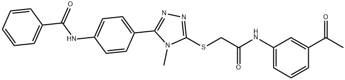 N-[4-(5-{[2-(3-acetylanilino)-2-oxoethyl]sulfanyl}-4-methyl-4H-1,2,4-triazol-3-yl)phenyl]benzamide Structure