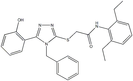 2-{[4-benzyl-5-(2-hydroxyphenyl)-4H-1,2,4-triazol-3-yl]sulfanyl}-N-(2,6-diethylphenyl)acetamide 化学構造式