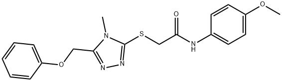 N-(4-methoxyphenyl)-2-{[4-methyl-5-(phenoxymethyl)-4H-1,2,4-triazol-3-yl]sulfanyl}acetamide 化学構造式