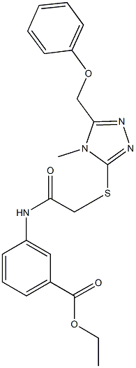 ethyl3-[({[4-methyl-5-(phenoxymethyl)-4H-1,2,4-triazol-3-yl]thio}acetyl)amino]benzoate 结构式