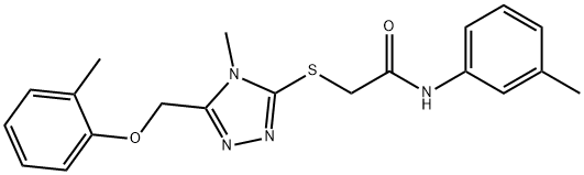 2-({4-methyl-5-[(2-methylphenoxy)methyl]-4H-1,2,4-triazol-3-yl}sulfanyl)-N-(3-methylphenyl)acetamide 化学構造式
