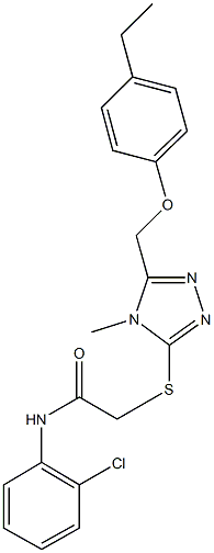 N-(2-chlorophenyl)-2-({5-[(4-ethylphenoxy)methyl]-4-methyl-4H-1,2,4-triazol-3-yl}sulfanyl)acetamide 化学構造式