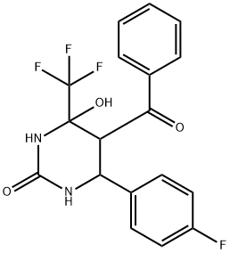 5-benzoyl-6-(4-fluorophenyl)-4-hydroxy-4-(trifluoromethyl)tetrahydropyrimidin-2(1H)-one Structure