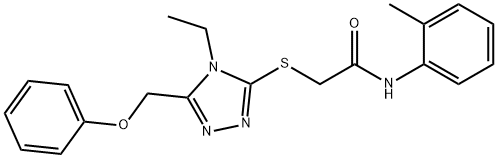 2-{[4-ethyl-5-(phenoxymethyl)-4H-1,2,4-triazol-3-yl]sulfanyl}-N-(2-methylphenyl)acetamide,483971-38-6,结构式