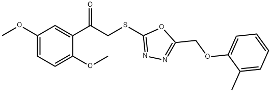 1-(2,5-dimethoxyphenyl)-2-({5-[(2-methylphenoxy)methyl]-1,3,4-oxadiazol-2-yl}sulfanyl)ethanone,484019-55-8,结构式