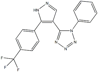 1-phenyl-5-{5-[4-(trifluoromethyl)phenyl]-1H-pyrazol-4-yl}-1H-tetraazole Struktur