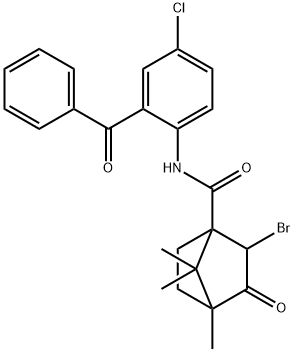 N-(2-benzoyl-4-chlorophenyl)-2-bromo-4,7,7-trimethyl-3-oxobicyclo[2.2.1]heptane-1-carboxamide 结构式