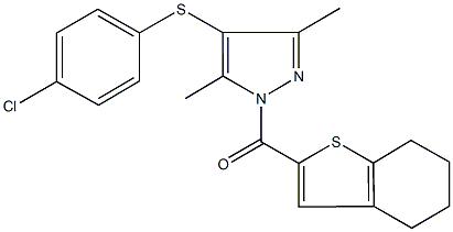4-chlorophenyl 3,5-dimethyl-1-(4,5,6,7-tetrahydro-1-benzothien-2-ylcarbonyl)-1H-pyrazol-4-yl sulfide,484048-86-4,结构式