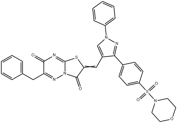 6-benzyl-2-({3-[4-(4-morpholinylsulfonyl)phenyl]-1-phenyl-1H-pyrazol-4-yl}methylene)-7H-[1,3]thiazolo[3,2-b][1,2,4]triazine-3,7(2H)-dione|
