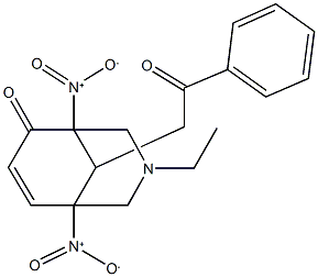 3-ethyl-1,5-bisnitro-9-(2-oxo-2-phenylethyl)-3-azabicyclo[3.3.1]non-7-en-6-one Struktur