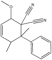 2-methoxy-5,6-dimethyl-6-phenyl-3-cyclohexene-1,1-dicarbonitrile Structure