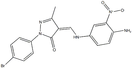 4-({4-amino-3-nitroanilino}methylene)-2-(4-bromophenyl)-5-methyl-2,4-dihydro-3H-pyrazol-3-one 化学構造式