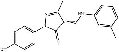 2-(4-bromophenyl)-5-methyl-4-(3-toluidinomethylene)-2,4-dihydro-3H-pyrazol-3-one 化学構造式