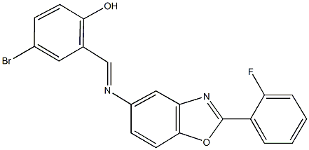 4-bromo-2-({[2-(2-fluorophenyl)-1,3-benzoxazol-5-yl]imino}methyl)phenol Structure