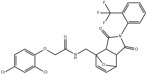 2-(2,4-dichlorophenoxy)-N-({3,5-dioxo-4-[2-(trifluoromethyl)phenyl]-10-oxa-4-azatricyclo[5.2.1.0~2,6~]dec-8-en-1-yl}methyl)acetamide Structure