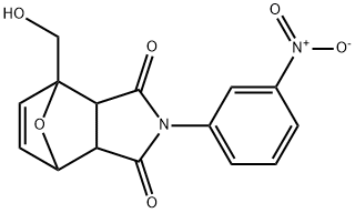 1-(hydroxymethyl)-4-{3-nitrophenyl}-10-oxa-4-azatricyclo[5.2.1.0~2,6~]dec-8-ene-3,5-dione Struktur