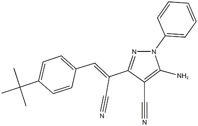 5-amino-3-[2-(4-tert-butylphenyl)-1-cyanovinyl]-1-phenyl-1H-pyrazole-4-carbonitrile 化学構造式