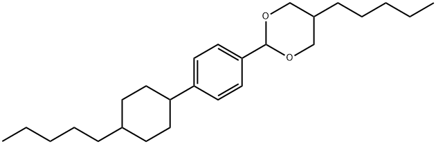 5-pentyl-2-[4-(4-pentylcyclohexyl)phenyl]-1,3-dioxane Structure