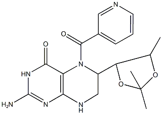 2-amino-5-(3-pyridinylcarbonyl)-6-(2,2,5-trimethyl-1,3-dioxolan-4-yl)-5,6,7,8-tetrahydro-4(3H)-pteridinone 化学構造式