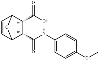 3-[(4-methoxyanilino)carbonyl]-7-oxabicyclo[2.2.1]hept-5-ene-2-carboxylic acid 化学構造式