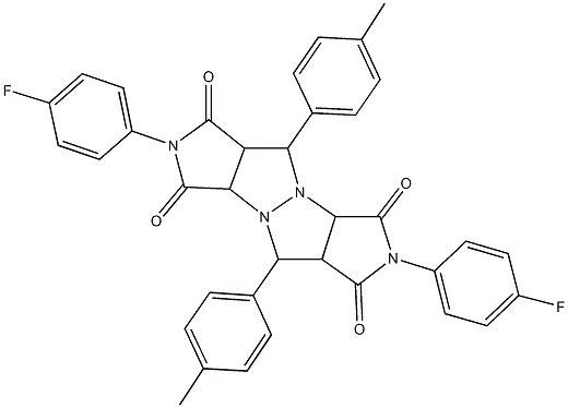 2,7-bis(4-fluorophenyl)-5,10-bis(4-methylphenyl)tetrahydropyrrolo[3,4-c]pyrrolo[3',4':4,5]pyrazolo[1,2-a]pyrazole-1,3,6,8(2H,3aH,5H,7H)-tetrone Structure