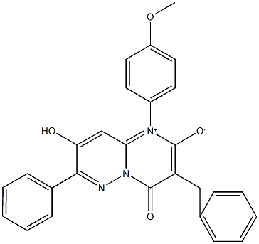 3-benzyl-8-hydroxy-1-(4-methoxyphenyl)-4-oxo-7-phenyl-4H-pyrimido[1,2-b]pyridazin-1-ium-2-olate,485319-09-3,结构式