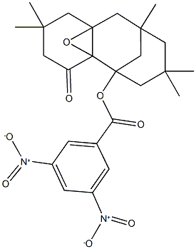 4,4,6,10,10-pentamethyl-12-oxo-13-oxatetracyclo[6.4.1.1~2,6~.0~1,8~]tetradec-2-yl 3,5-bisnitrobenzoate 化学構造式