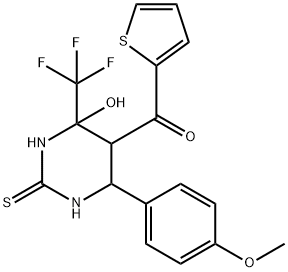 [4-hydroxy-6-(4-methoxyphenyl)-2-thioxo-4-(trifluoromethyl)hexahydro-5-pyrimidinyl](2-thienyl)methanone,485320-07-8,结构式