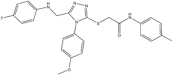 2-{[5-[(4-fluoroanilino)methyl]-4-(4-methoxyphenyl)-4H-1,2,4-triazol-3-yl]sulfanyl}-N-(4-methylphenyl)acetamide 结构式