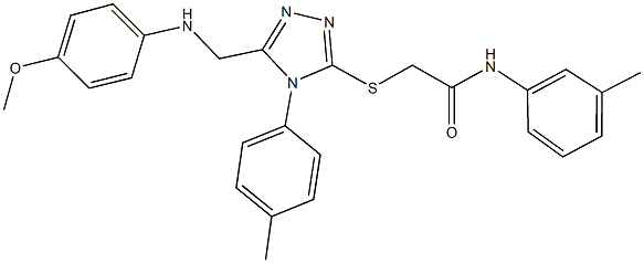 2-{[5-[(4-methoxyanilino)methyl]-4-(4-methylphenyl)-4H-1,2,4-triazol-3-yl]sulfanyl}-N-(3-methylphenyl)acetamide 化学構造式