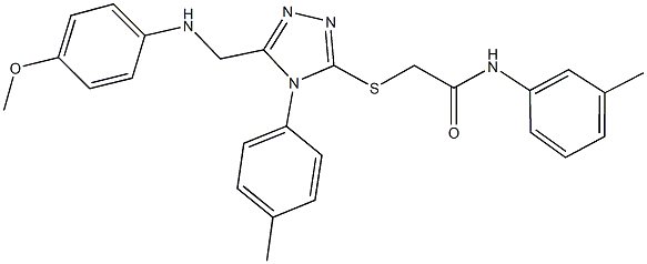 2-{[5-[(4-methoxyanilino)methyl]-4-(4-methylphenyl)-4H-1,2,4-triazol-3-yl]sulfanyl}-N-(3-methylphenyl)acetamide 结构式