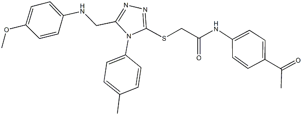 N-(4-acetylphenyl)-2-{[5-[(4-methoxyanilino)methyl]-4-(4-methylphenyl)-4H-1,2,4-triazol-3-yl]sulfanyl}acetamide Struktur