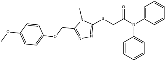 2-({5-[(4-methoxyphenoxy)methyl]-4-methyl-4H-1,2,4-triazol-3-yl}sulfanyl)-N,N-diphenylacetamide Struktur