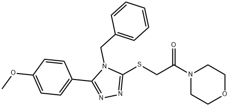 4-(4-benzyl-5-{[2-(4-morpholinyl)-2-oxoethyl]sulfanyl}-4H-1,2,4-triazol-3-yl)phenyl methyl ether Struktur