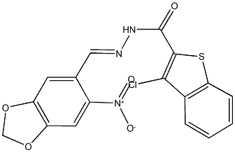 3-chloro-N'-({6-nitro-1,3-benzodioxol-5-yl}methylene)-1-benzothiophene-2-carbohydrazide Structure