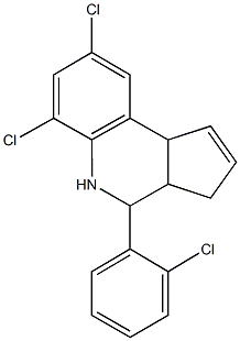 6,8-dichloro-4-(2-chlorophenyl)-3a,4,5,9b-tetrahydro-3H-cyclopenta[c]quinoline 化学構造式