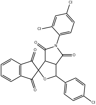 1-(4-chlorophenyl)-5-(2,4-dichlorophenyl)-3a,6a-dihydrosprio[1H-furo[3,4-c]pyrrole-3,2'-(1'H)-indene]-1',3',4,6(2'H,3H,5H)-tetrone,485388-56-5,结构式