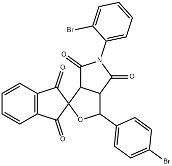 5-(2-bromophenyl)-1-(4-bromophenyl)-3a,6a-dihydrosprio[1H-furo[3,4-c]pyrrole-3,2'-(1'H)-indene]-1',3',4,6(2'H,3H,5H)-tetrone 结构式