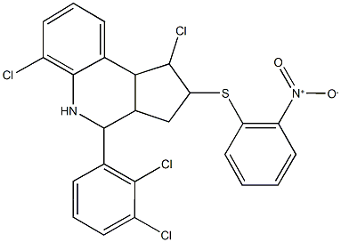 1,6-dichloro-4-(2,3-dichlorophenyl)-2-({2-nitrophenyl}sulfanyl)-2,3,3a,4,5,9b-hexahydro-1H-cyclopenta[c]quinoline Structure