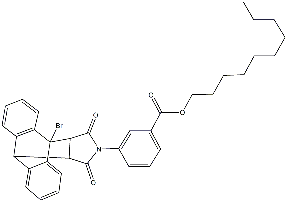 decyl 3-(1-bromo-16,18-dioxo-17-azapentacyclo[6.6.5.0~2,7~.0~9,14~.0~15,19~]nonadeca-2,4,6,9,11,13-hexaen-17-yl)benzoate Struktur