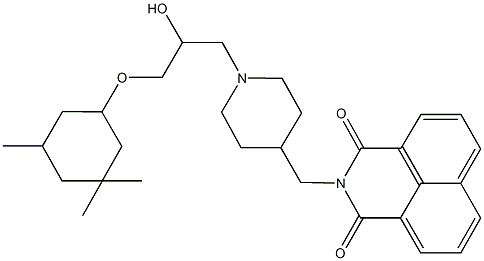 2-[(1-{2-hydroxy-3-[(3,3,5-trimethylcyclohexyl)oxy]propyl}piperidin-4-yl)methyl]-1H-benzo[de]isoquinoline-1,3(2H)-dione 化学構造式