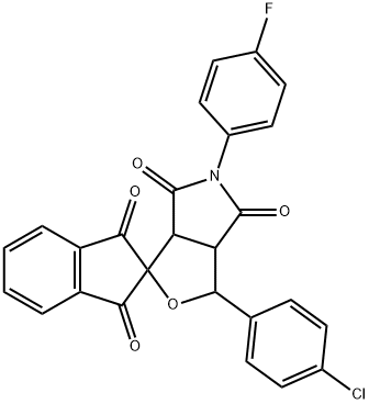 1-(4-chlorophenyl)-5-(4-fluorophenyl)-3a,6a-dihydrosprio[1H-furo[3,4-c]pyrrole-3,2'-(1'H)-indene]-1',3',4,6(2'H,3H,5H)-tetrone 结构式