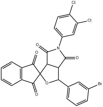 5-(3,4-dichlorophenyl)-3-(3-bromophenyl)-4,6-dioxohexahydrospiro(1H-furo[3,4-c]pyrrole-1,2'-[1,3]-dioxoindane) Struktur