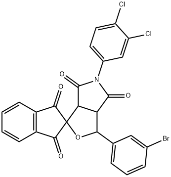 5-(3,4-dichlorophenyl)-3-(3-bromophenyl)-4,6-dioxohexahydrospiro(1H-furo[3,4-c]pyrrole-1,2'-[1,3]-dioxoindane),485754-70-9,结构式