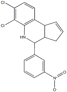 6,7-dichloro-4-{3-nitrophenyl}-3a,4,5,9b-tetrahydro-3H-cyclopenta[c]quinoline Struktur