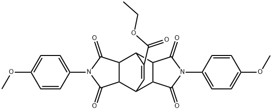 ethyl 4,10-bis(4-methoxyphenyl)-3,5,9,11-tetraoxo-4,10-diazatetracyclo[5.5.2.0~2,6~.0~8,12~]tetradec-13-ene-13-carboxylate Structure