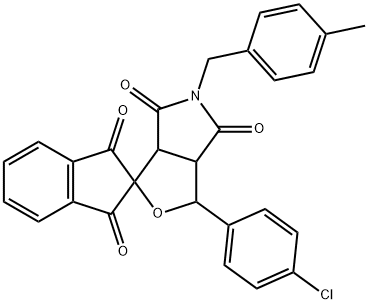 485828-80-6 1-(4-chlorophenyl)-5-(4-methylbenzyl)-3a,6a-dihydrosprio[1H-furo[3,4-c]pyrrole-3,2'-(1'H)-indene]-1',3',4,6(2'H,3H,5H)-tetrone