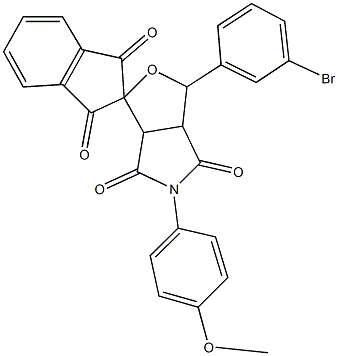 1-(3-bromophenyl)-5-(4-methoxyphenyl)-3a,6a-dihydrosprio[1H-furo[3,4-c]pyrrole-3,2'-(1'H)-indene]-1',3',4,6(2'H,3H,5H)-tetrone 结构式