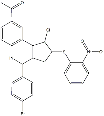 1-[4-(4-bromophenyl)-1-chloro-2-({2-nitrophenyl}sulfanyl)-2,3,3a,4,5,9b-hexahydro-1H-cyclopenta[c]quinolin-8-yl]ethanone,485829-22-9,结构式